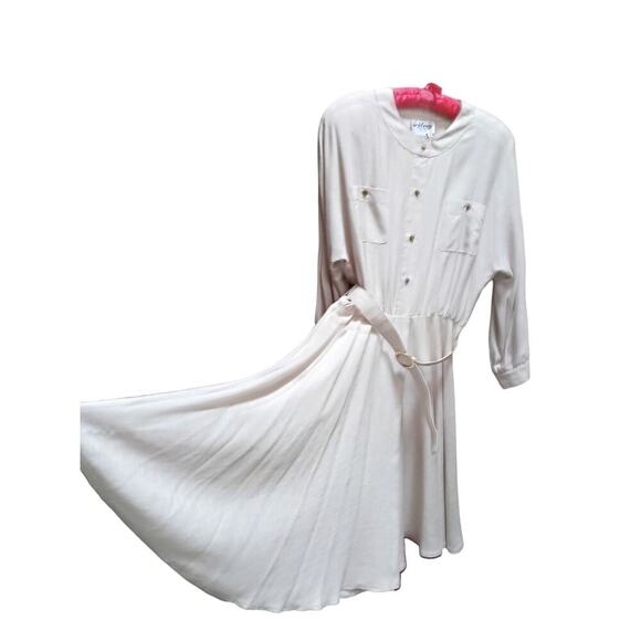 1970's NWT The Wilroy Traveller Dress. Tan A-line Button Down Vintage Size 20 - Picture 4 of 6